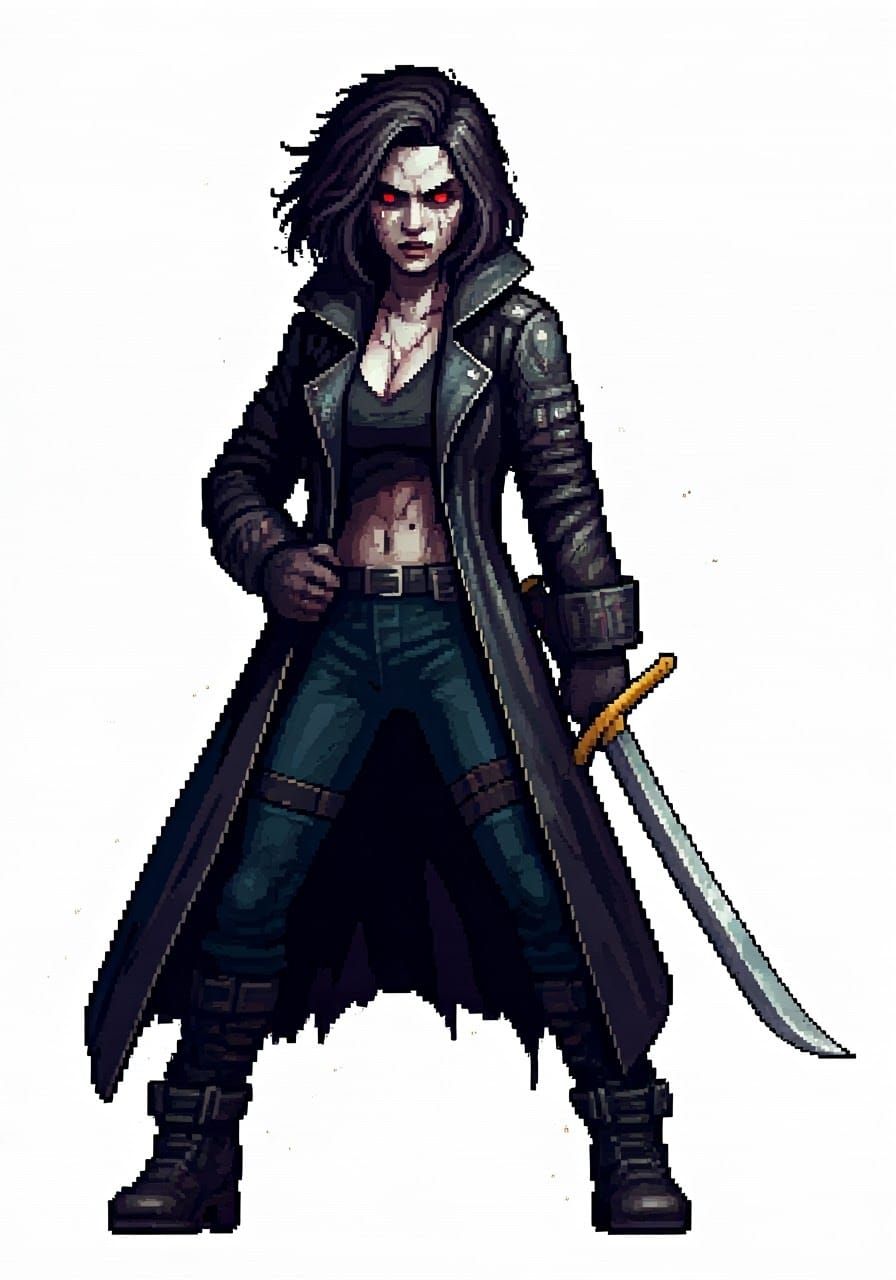 Cyberpunk Scavenger Hunter in Pixel Art