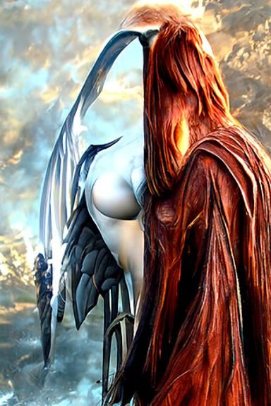 Detailed Matte Painting: Angel and Demon Woman
