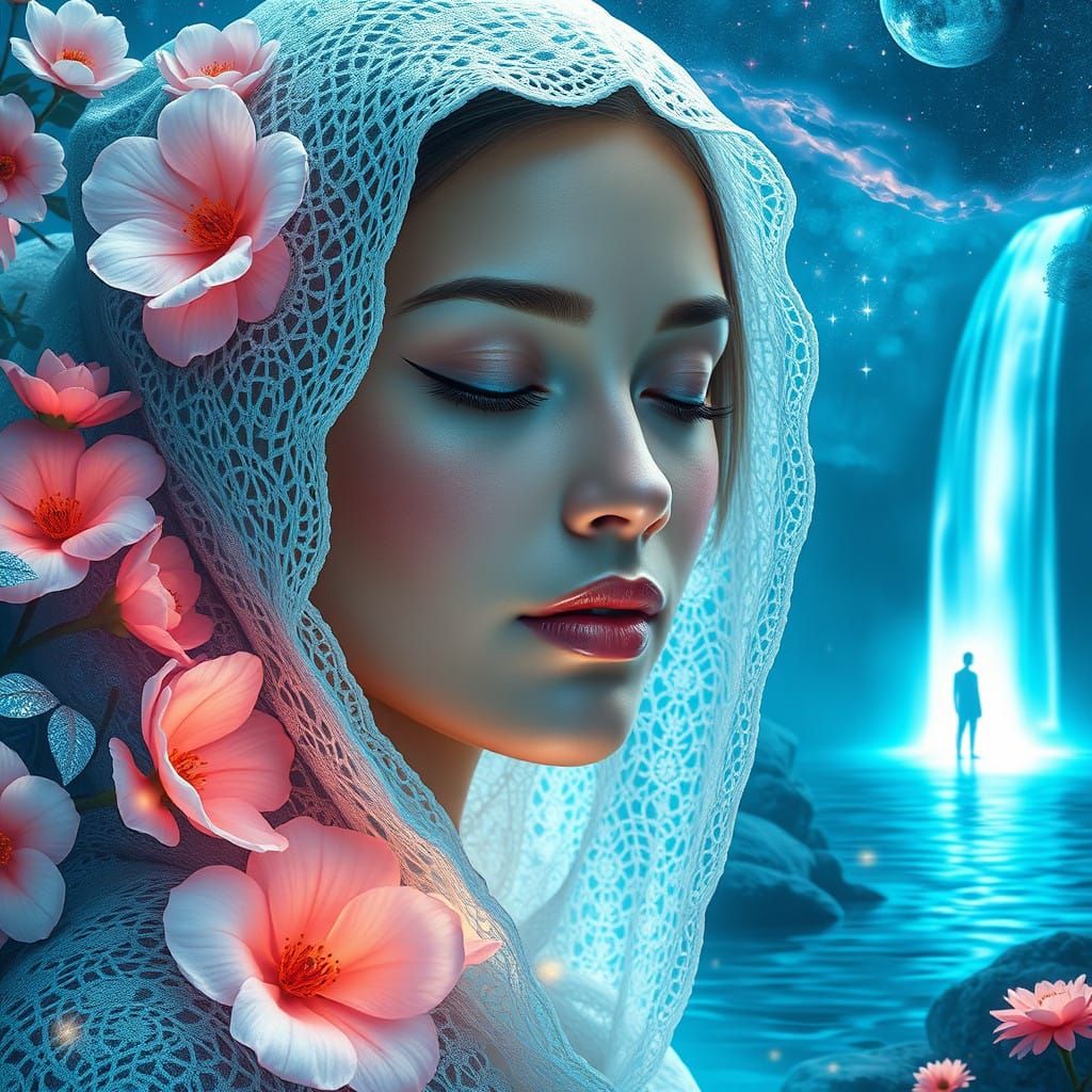 Ethereal Goddess in Dreamlike Landscape