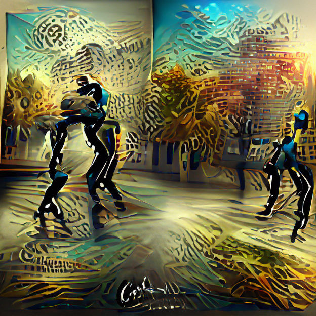 Dancing Cyborgs in Futuristic Style