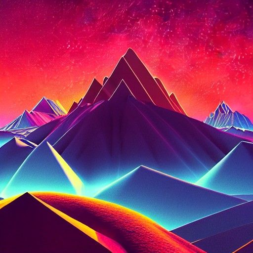 Psychedelic Geometric Mountains with Black Lightning