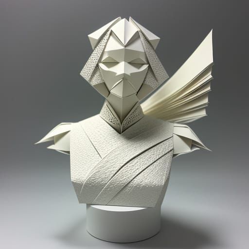 Intricate Papercraft Figure with Sharp Folds