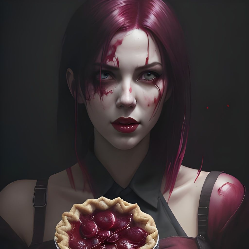 Sinister Cherry Pie: Colorful Dark Fantasy Art