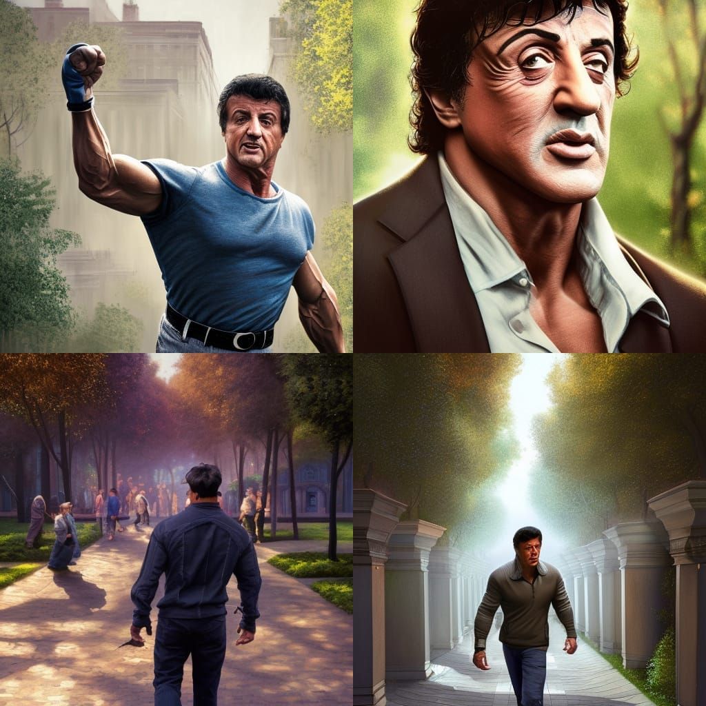 Sylvester Stallone in Park: 3D Digital Art