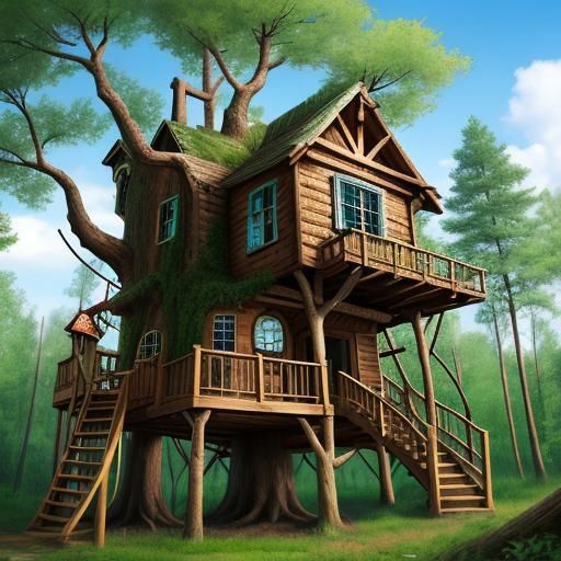 AI Treehouse: A Whimsical Architectural Design