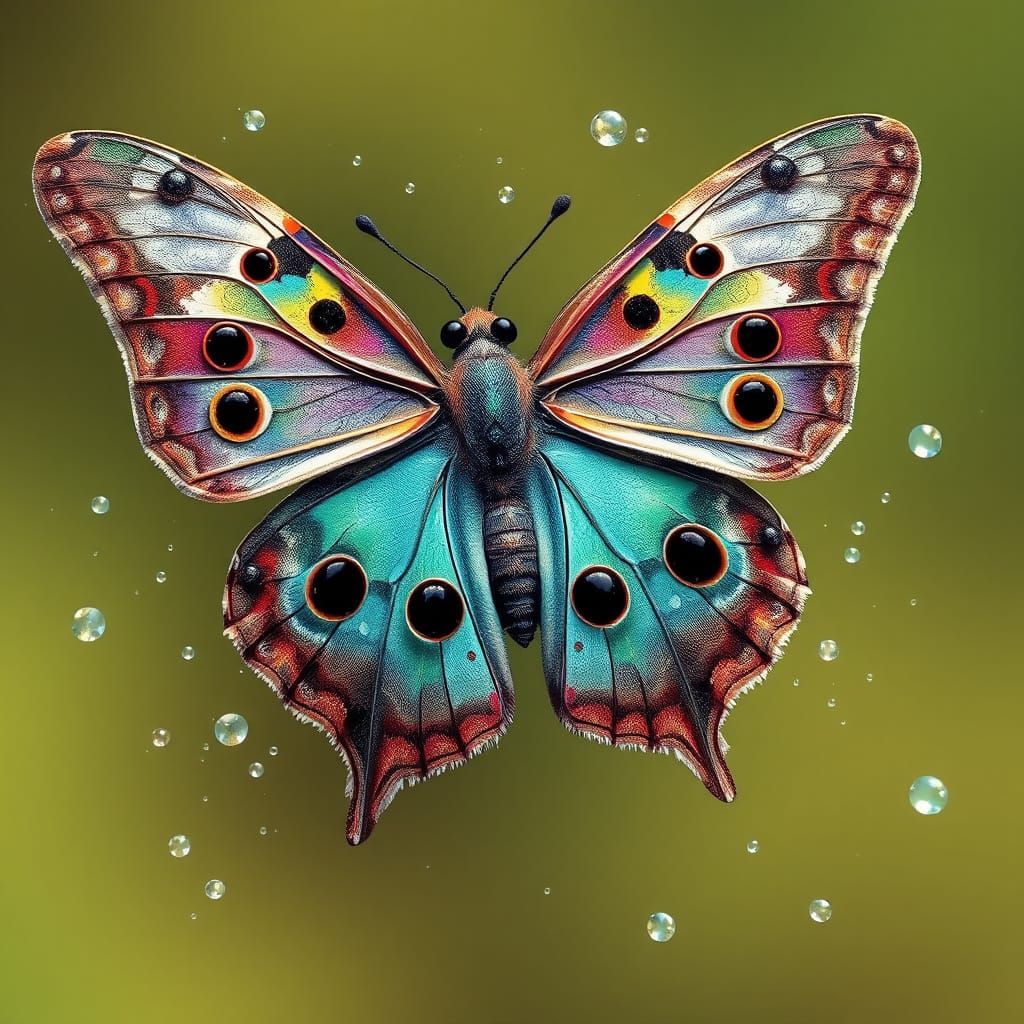 Vivid Butterfly with Compound Eyes in Flight