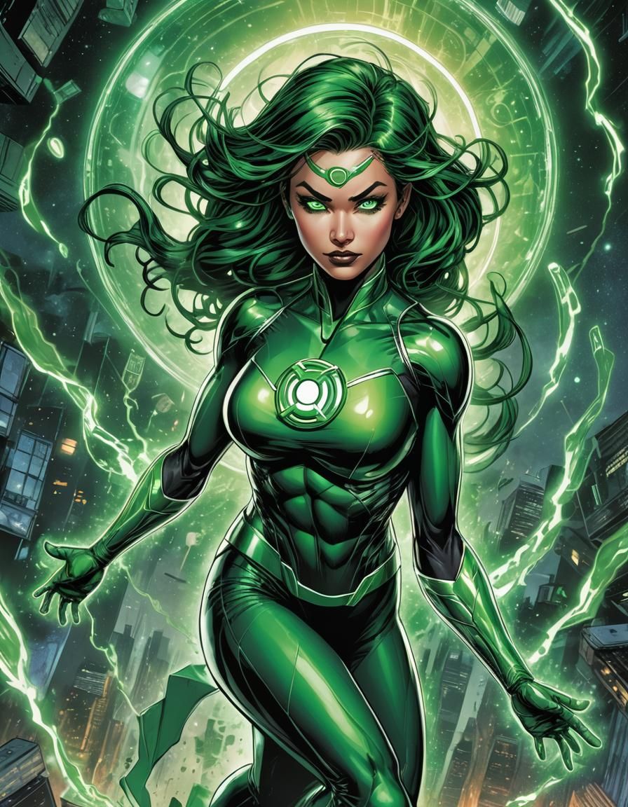 Green Lantern Superheroine in Manga Style