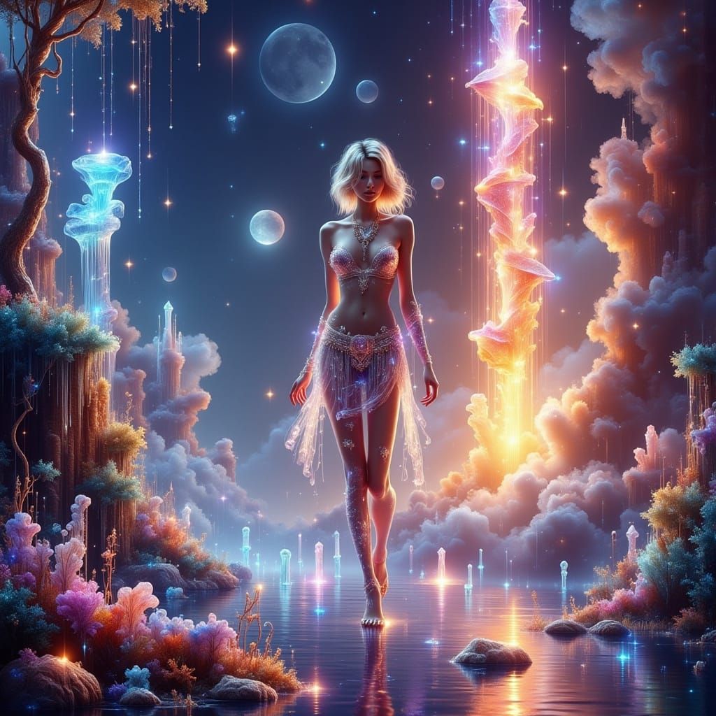 Surreal Goddess Radiates Love and Healing on an Alien World