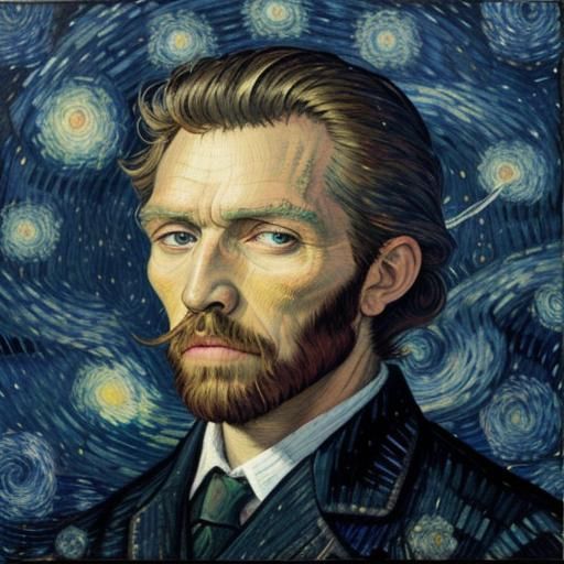 Skull with Starry Night Background in Surreal Style