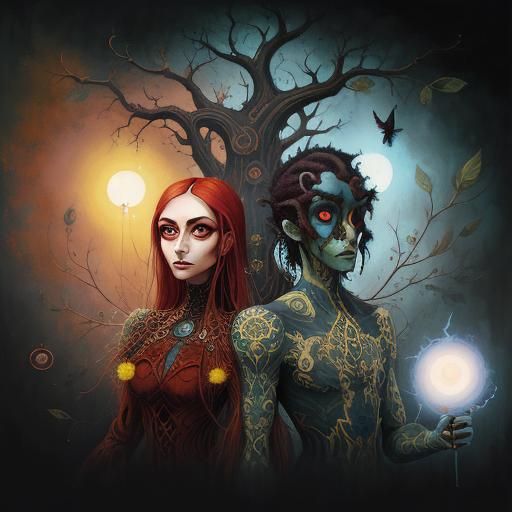 Pop Surrealism Painting of Two Figures