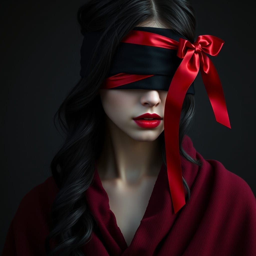 Contemplative Woman in Crimson Robe