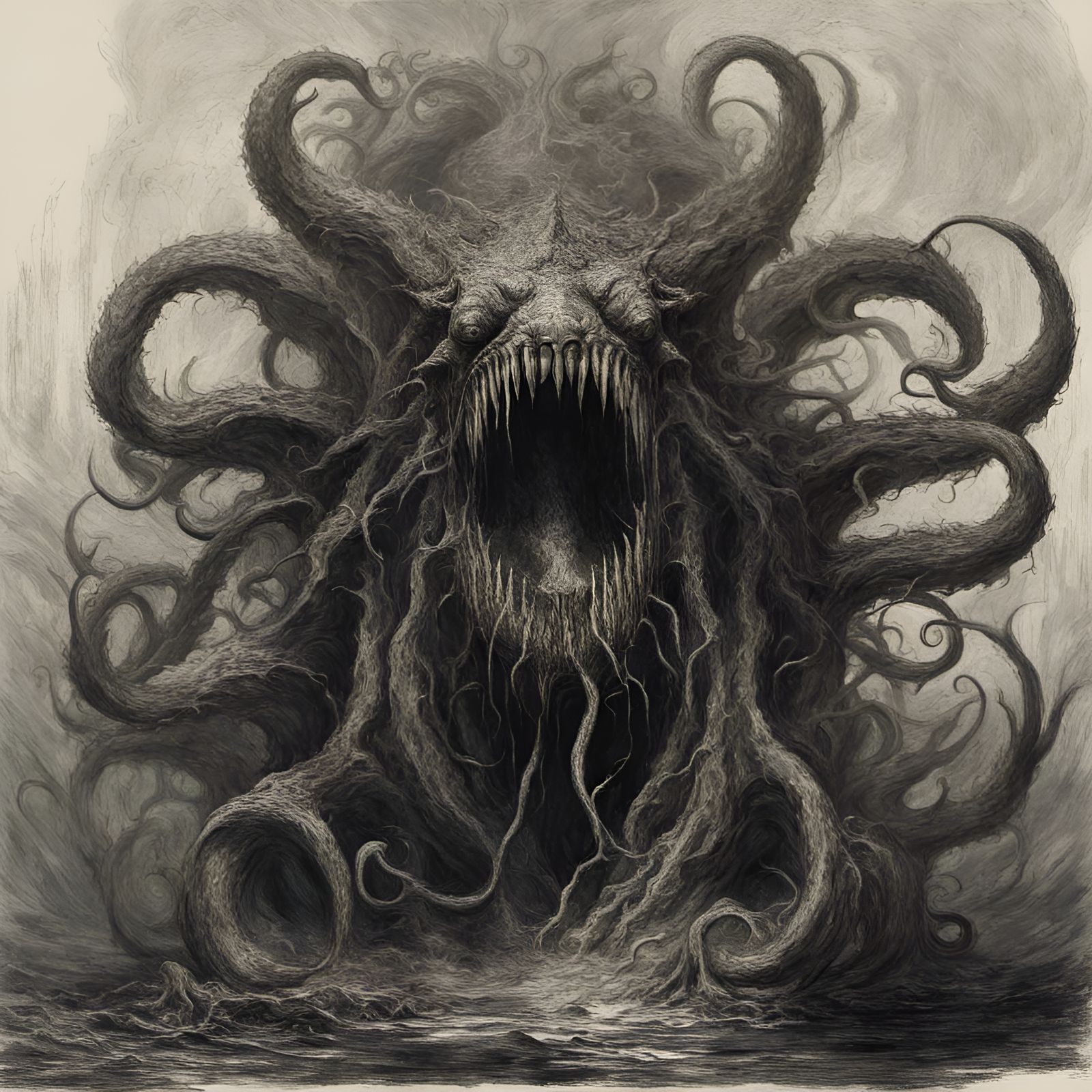 Abstract Tentacled Beast in a Deep Well