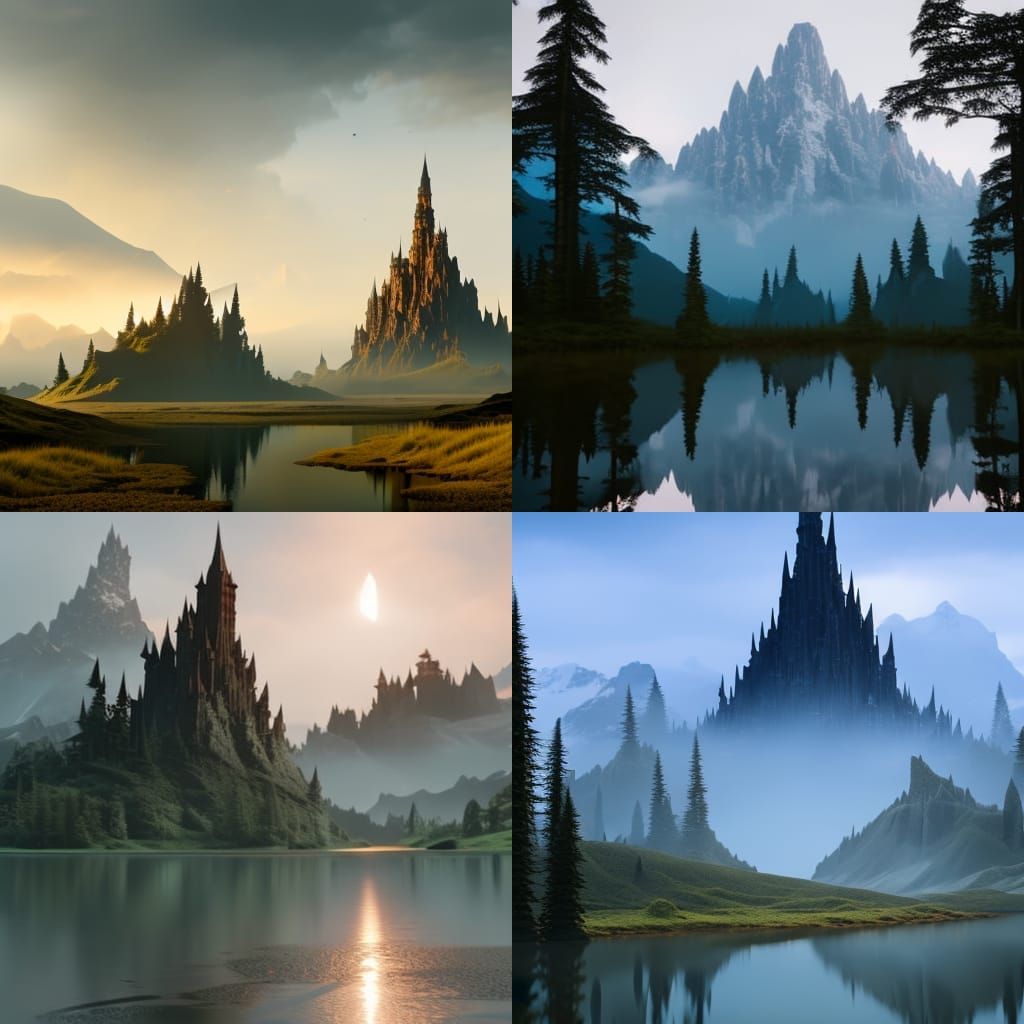 Dark Castle in Forest Swamp: Matte Painting