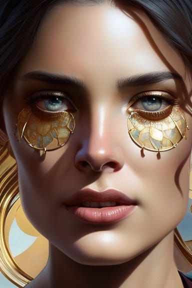 A photorealistic pretty brunette with the most beautiful eyes and spectacular glasses