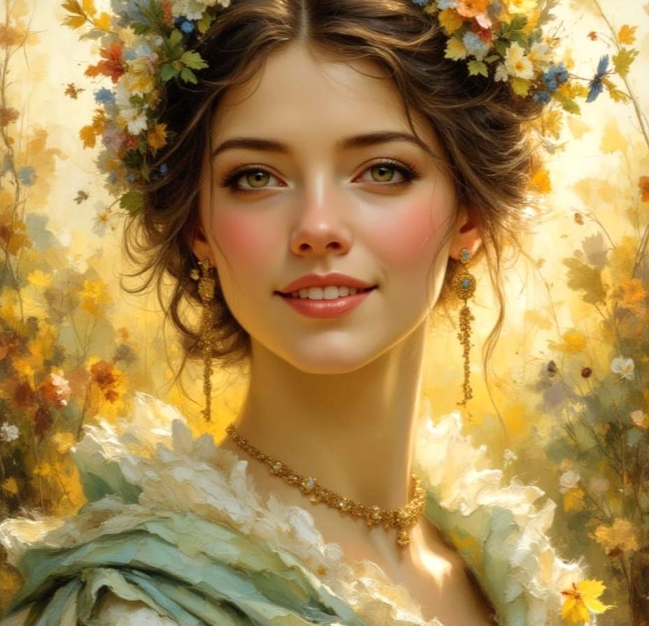 Romantic Era Lady Portrait in Oil Painting Style