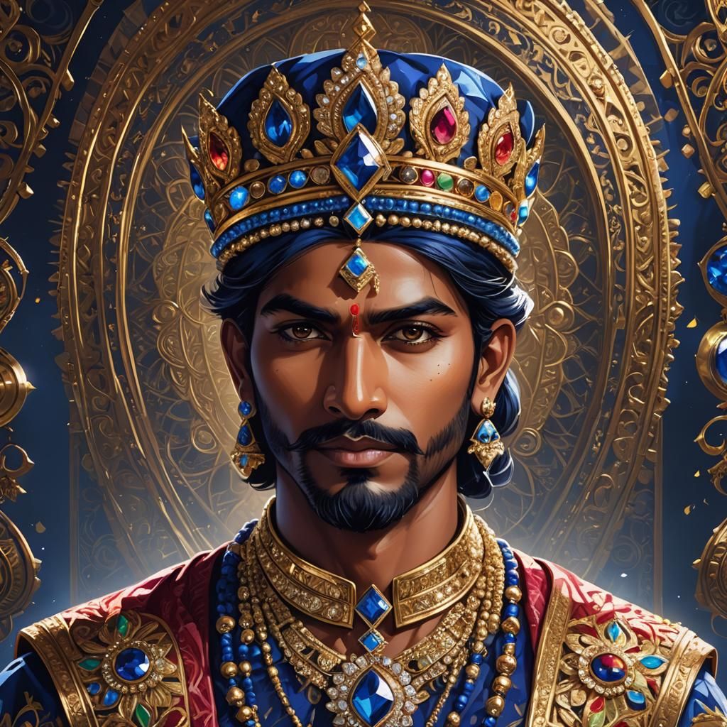 Portrait of Indian Man with Royal Crown