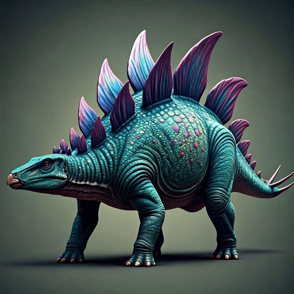 Hopeful Stegosaurus in Vibrant Iridescent Scales