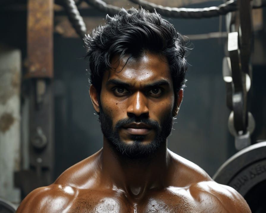 Intense Gym Workout: Hyper-Realistic Digital Art