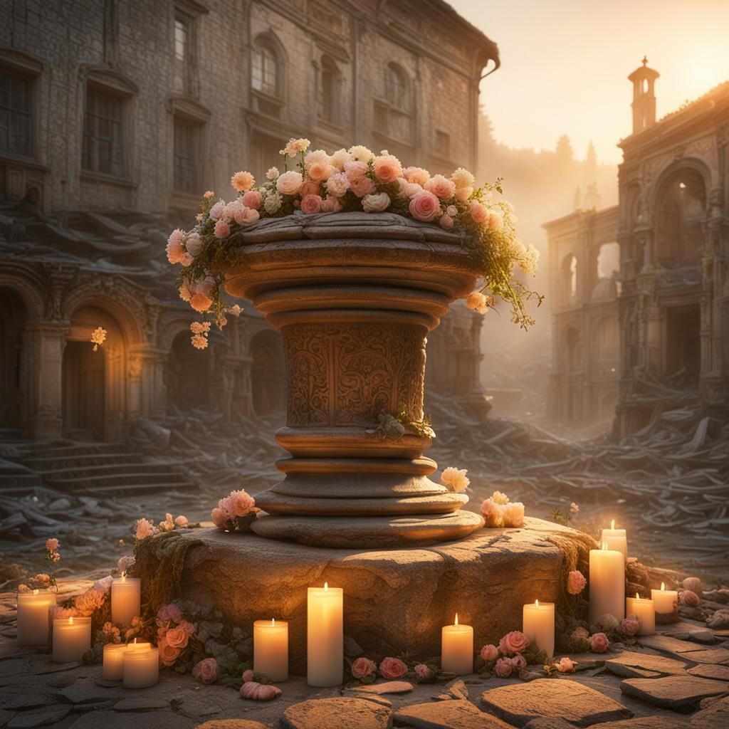 Ethereal Abandoned Town at Golden Hour