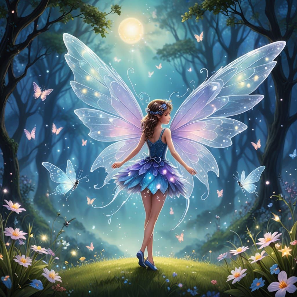 Enchanting Iridescent Fairy Wings in Forest