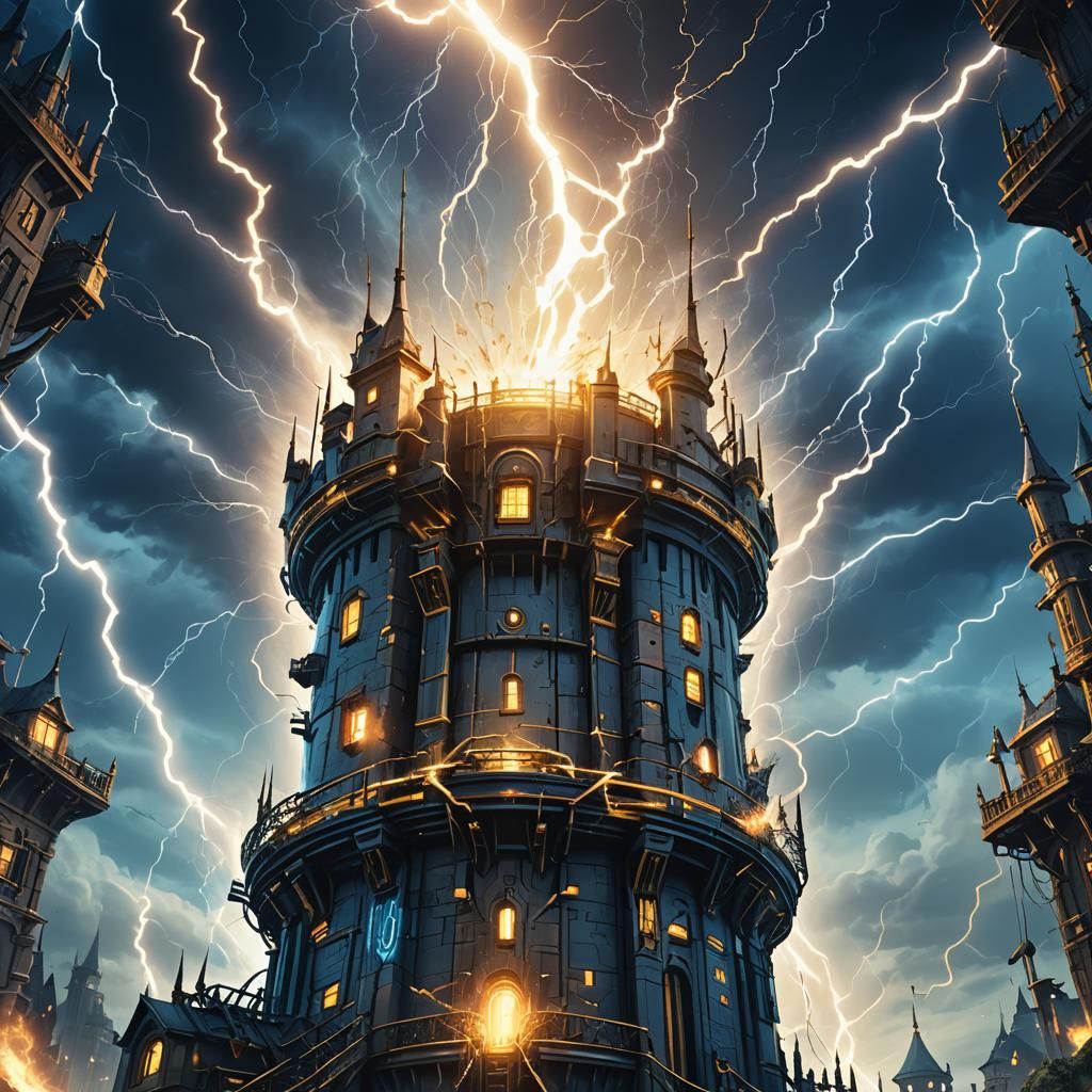 Magical Turret Unleashes Lightning in Fantasy Concept Art
