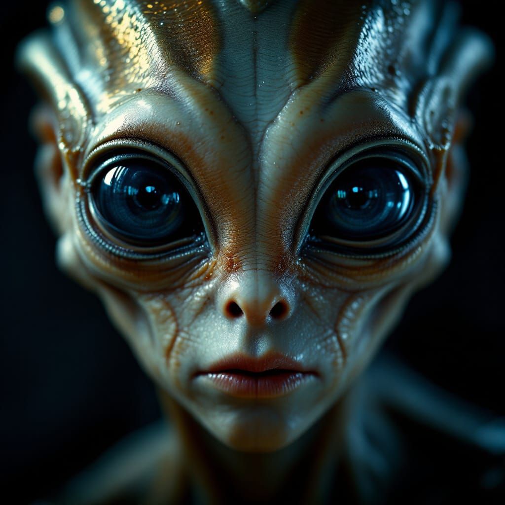 Hyperrealistic Alien Portrait with Many Eyes