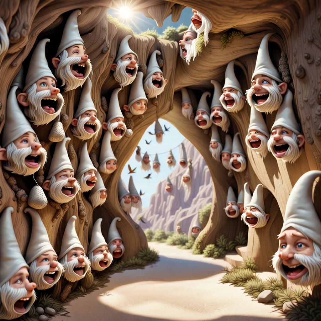 Gnome Village with Laundry in Dark Fantasy Style