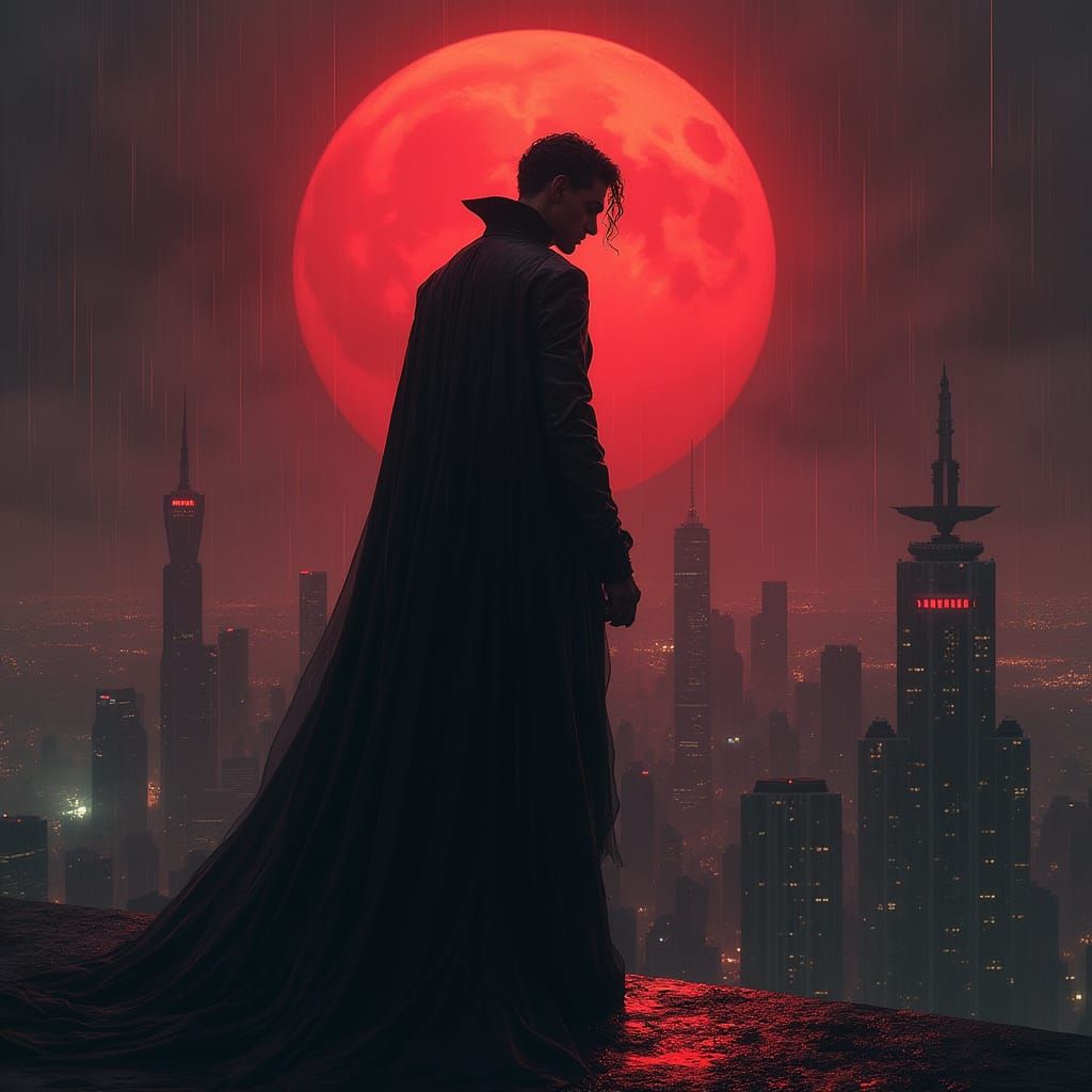 Vampire Hybrid Watches Crimson Moonrise Over Neon City