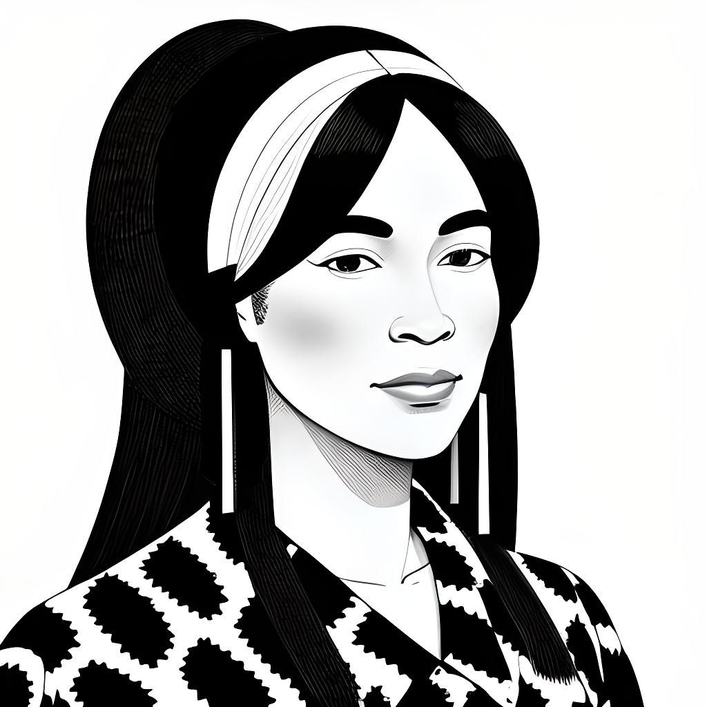 Abstract Pen and Ink Portrait of a Smiling Woman