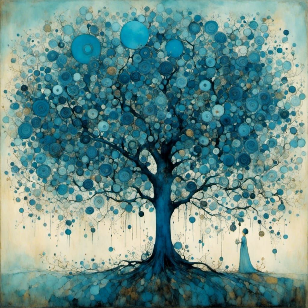 Surreal Blue Tree in Dreamscape