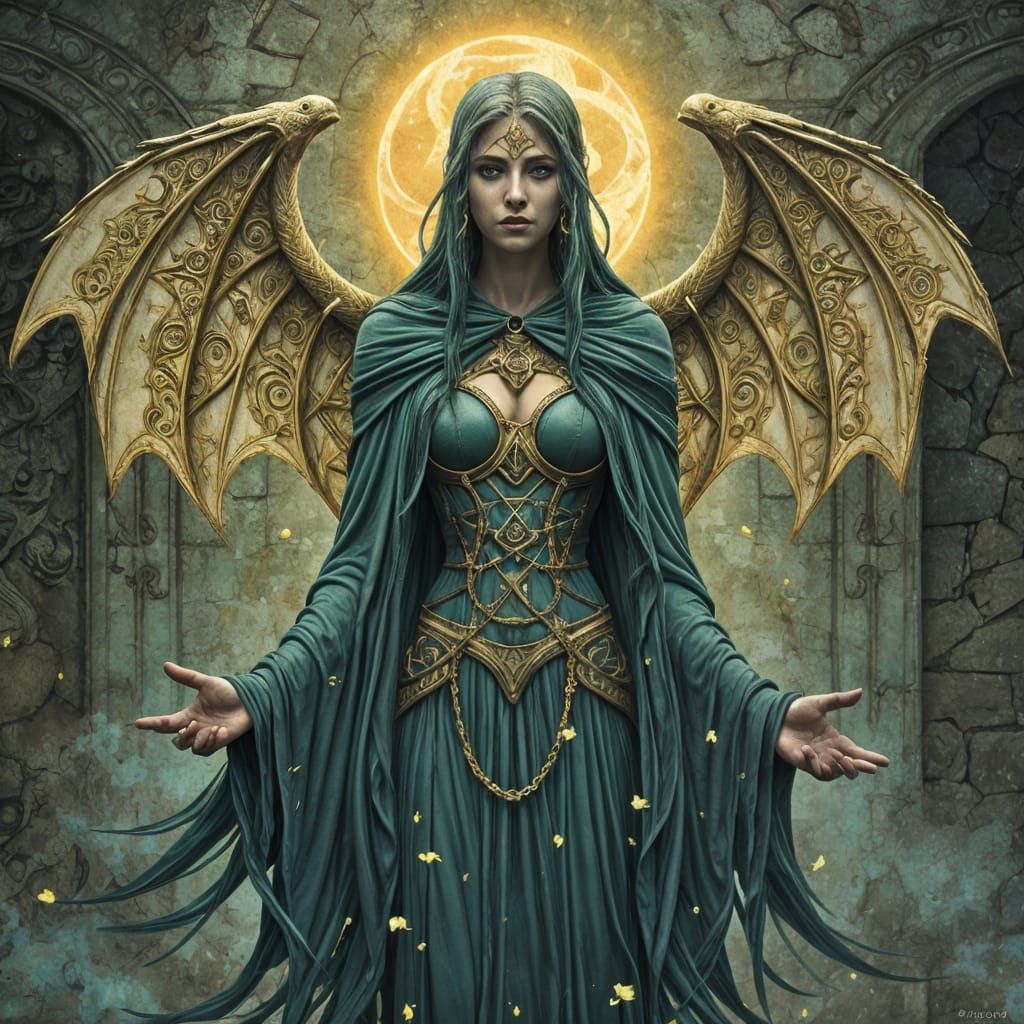 Banshee Surrounded by Ancient Celtic Symbols