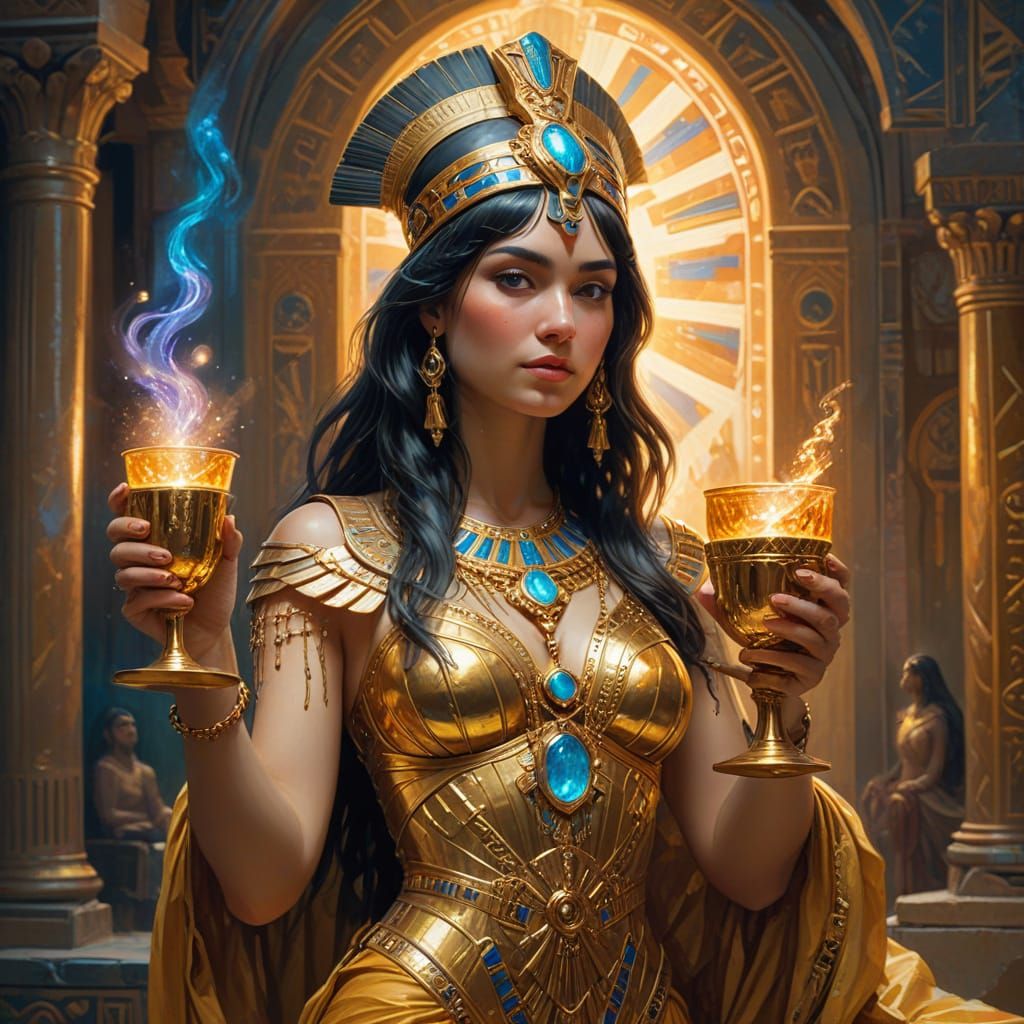 Cleopatra at a Rave: Artgerm and Mucha Inspired