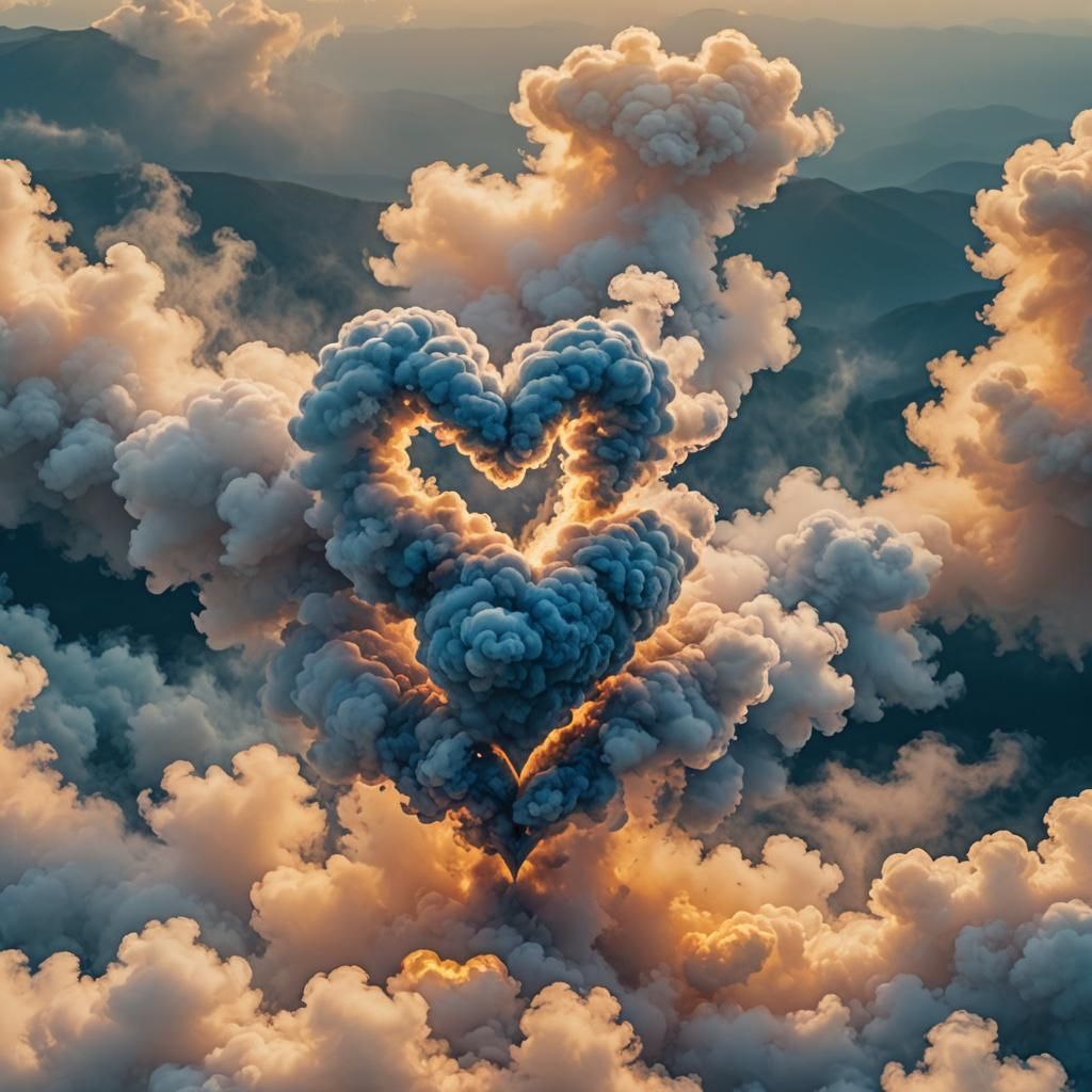 Blue Steam Heart in Sci-Fi Golden Hour