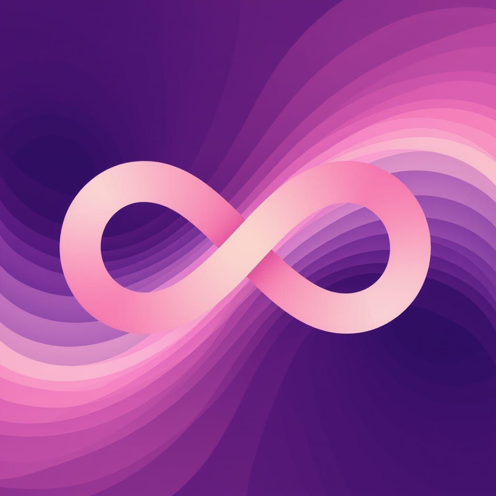 Pink Infinity Sign on Plum Purple Background