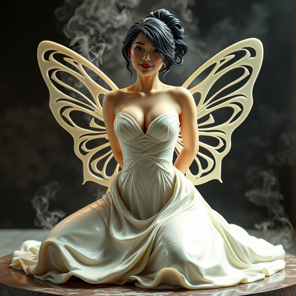 Voluptuous Chocolate Statue in Hyperrealistic Concept Art