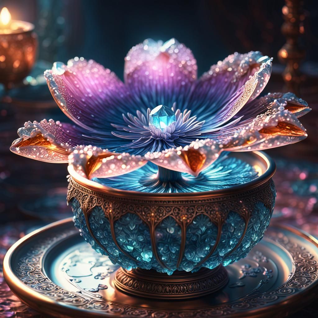 Surreal Crystal Bloom in Maximalist Digital Style