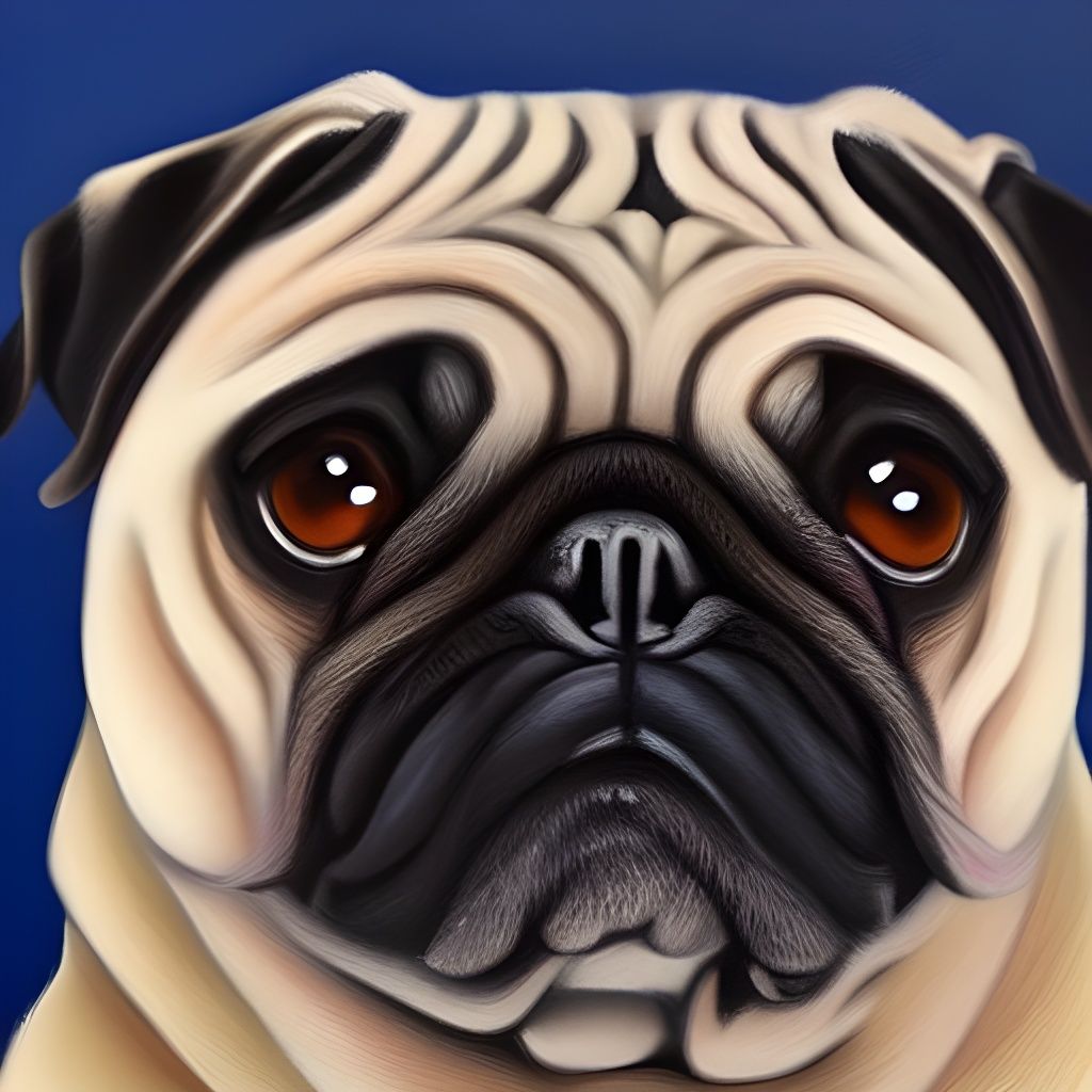 Cartoon Pug in Oil Painting Style