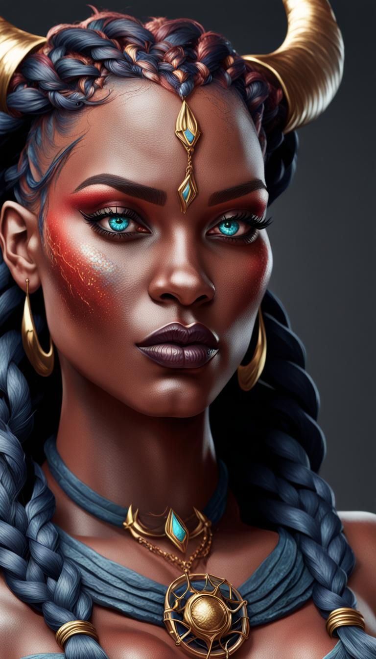 Tiefling Girl Portrait in Digital Art Style