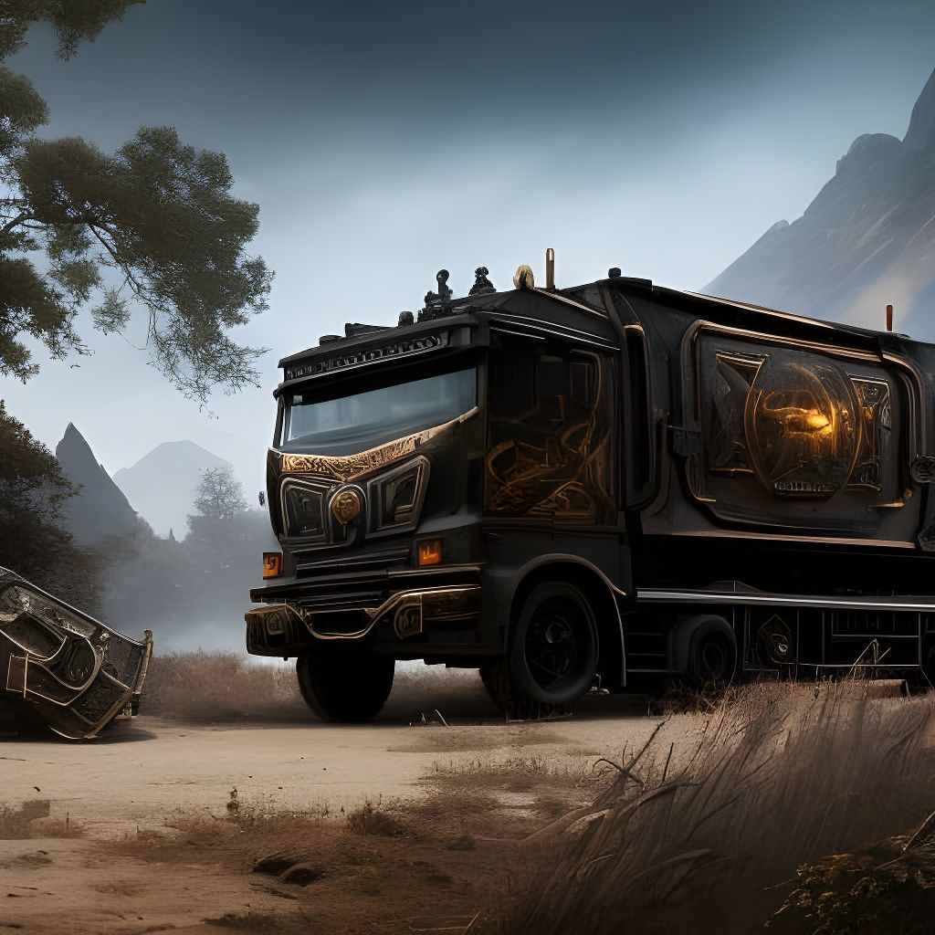 Abandoned Steampunk Armored Truck in Dark Fantasy Style