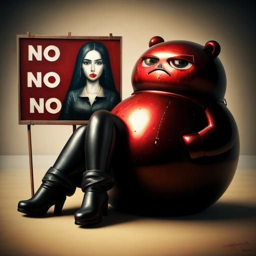 Surreal Red Sun Figure Says No