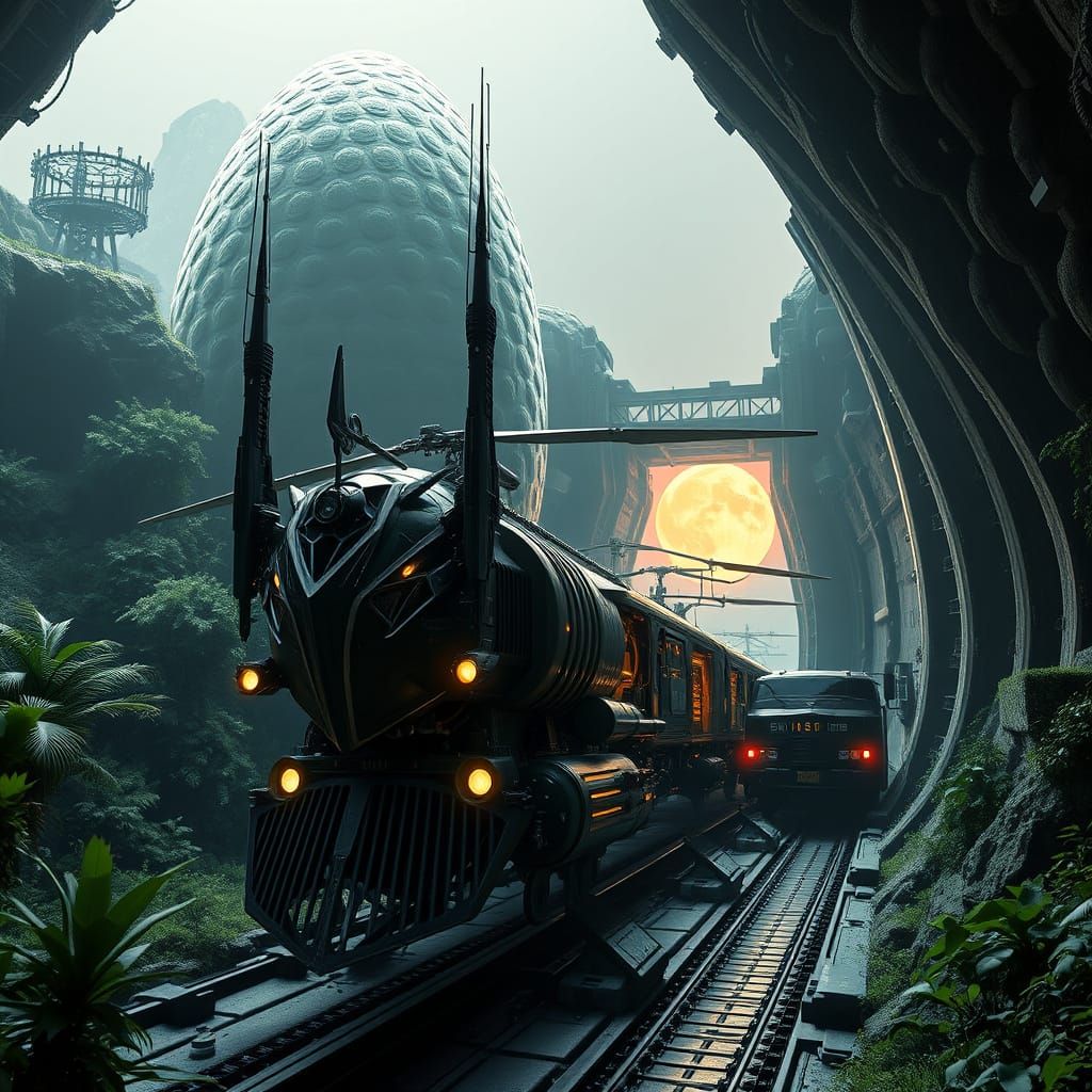 Biomechanical Freight Train Meets Futuristic Space Station i...
