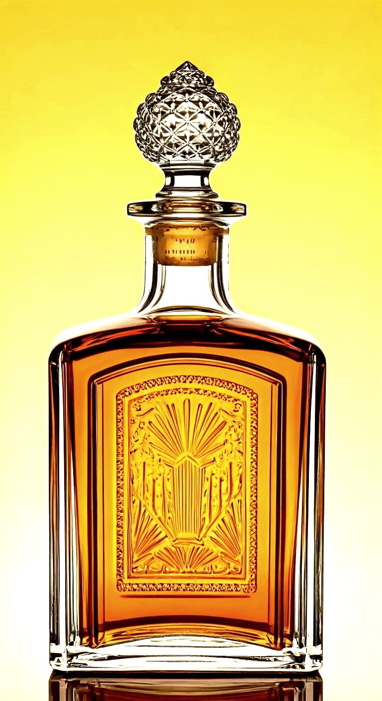 Dapper Enoologist Decanting Amber Vintage in Art Deco Waterc...