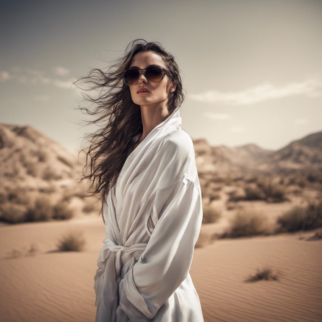 Hyperrealistic Portrait: Women Embracing in Desert