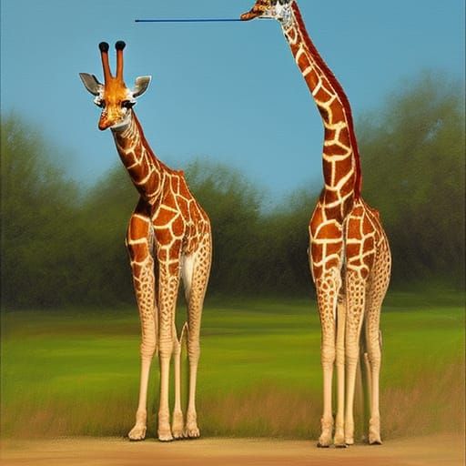Giraffe Hula Hooping: Oil Painting