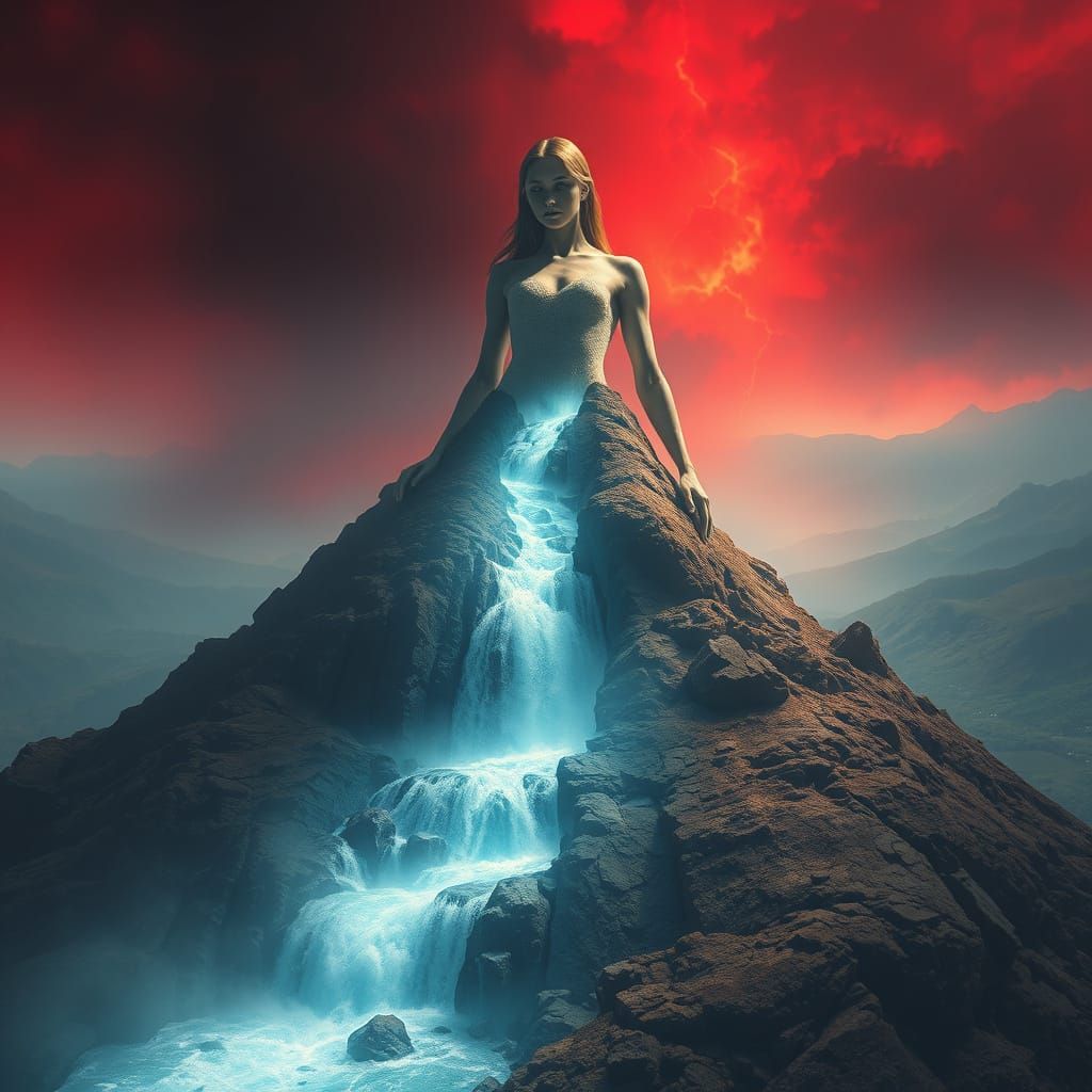 Surreal Goddess Emerges from the Land in Ethereal Beauty