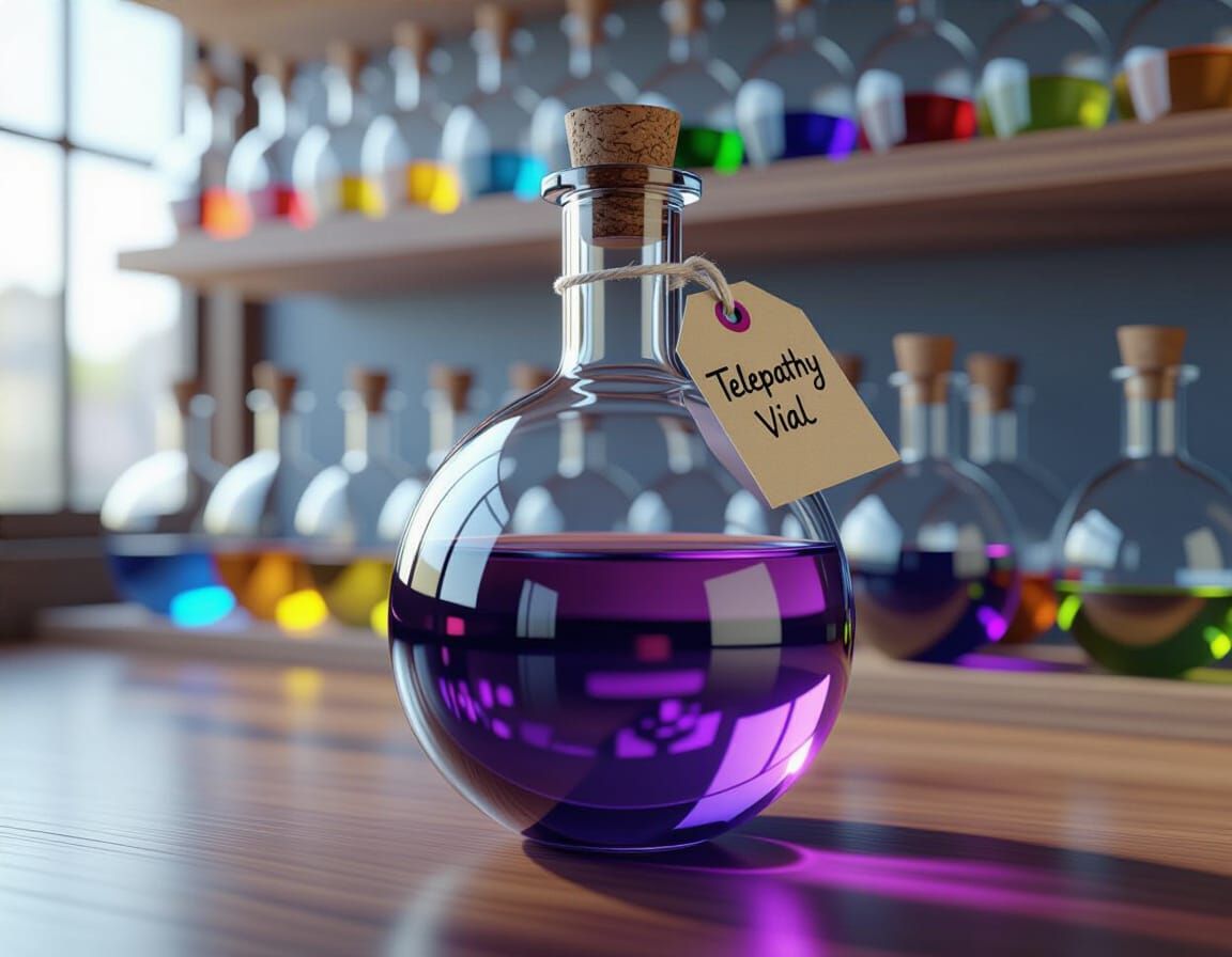 Telepathy Vial with Violet Liquid in Hyperrealistic Digital ...