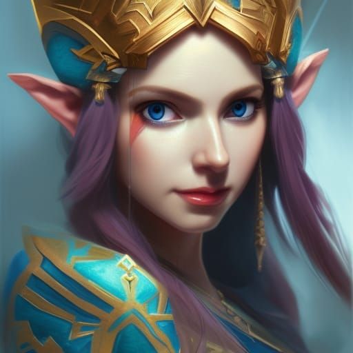 Princess Zelda Portrait in Art Nouveau Style