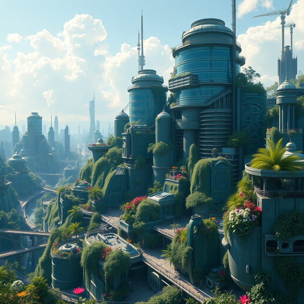 Eco-Friendly Utopia in Solar Punk City