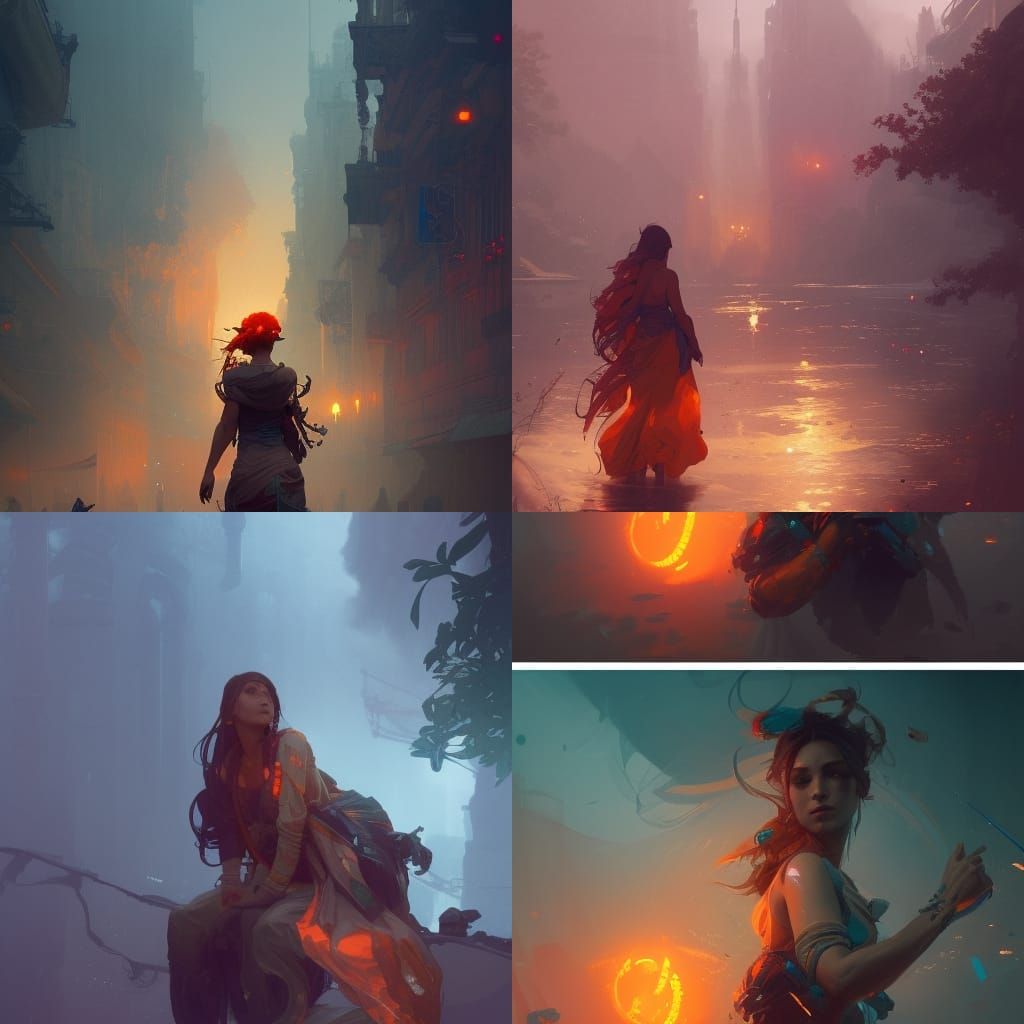 Sorrowful Concept Art in Orange and Teal