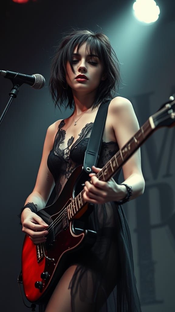 Ethereal Guitarist in Painterly Stage Moment